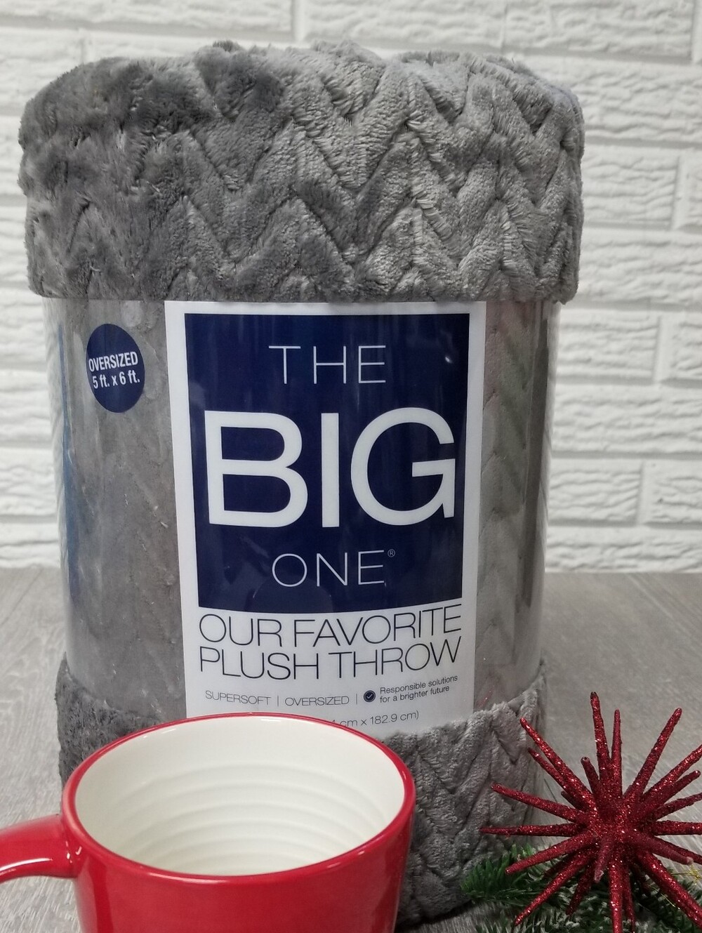 The Big One Gray Plush Throw